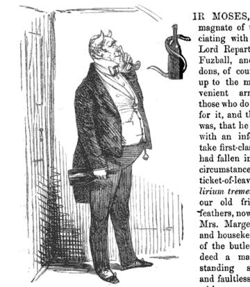 sir moses mainchance with the s of his name depicted as a snake 